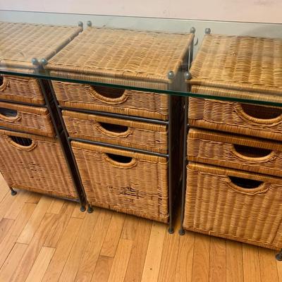 4’ Wide Glass Top Storage Table