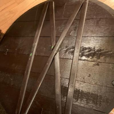Hand Painted Antique Barrel Lid Decor