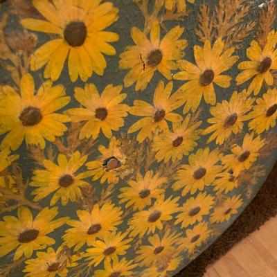 Hand Painted Antique Barrel Lid Decor