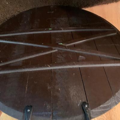 Hand Painted Antique Barrel Lid Decor