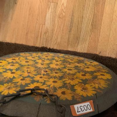 Hand Painted Antique Barrel Lid Decor