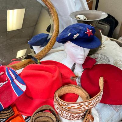 Hats hanging oval mirror, Cigar Spittoon