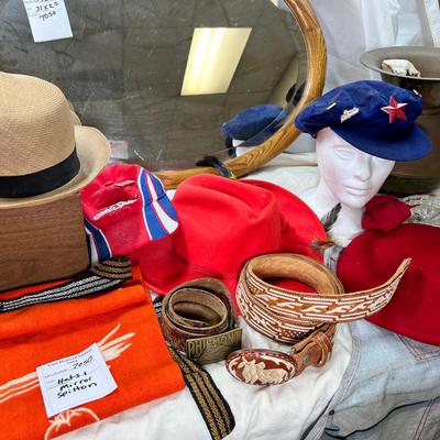 Hats hanging oval mirror, Cigar Spittoon
