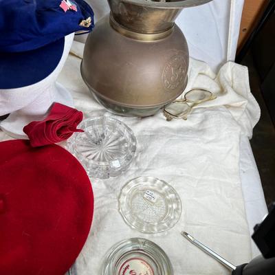 Hats hanging oval mirror, Cigar Spittoon