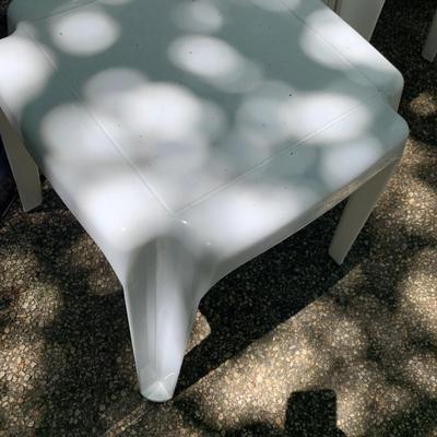FOUR Clean Plastic Outdoor Chairs + Footstool