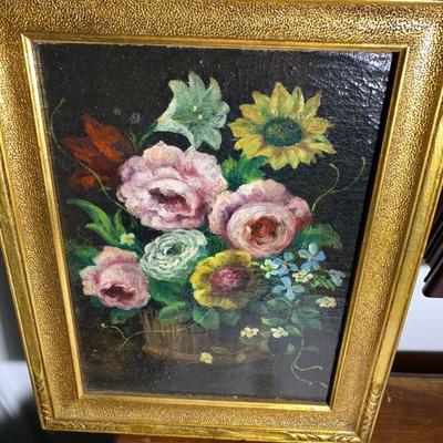 Still Life Floral Framed Oil On Board w/Appraisal