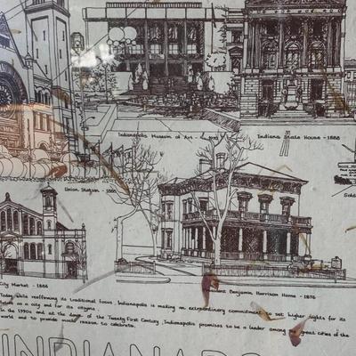 Large Indianapolis Points of Interest Framed