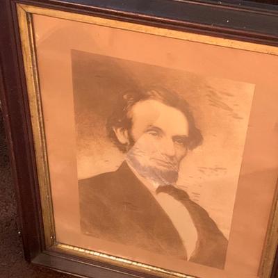 Vintage Abe Lincoln Print Framed