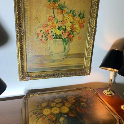 TWO Oil On Board Floral Renoir Works