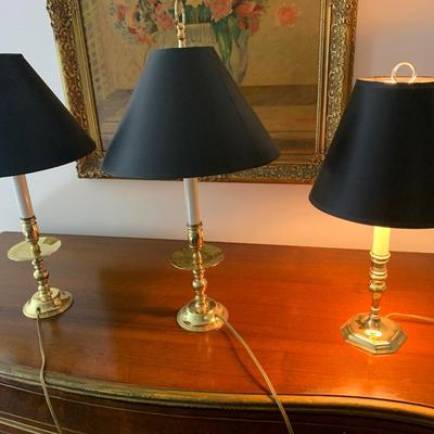 THREE Brass Lamps