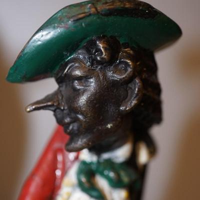 PAIR OF NOUVEAU ERA ITALIAN BRONZE "SINISTER MANNER" FIGURES CANDLEHOLDERS OF 14" SIGNED