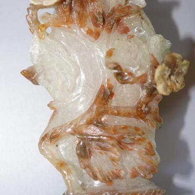 GROUPING OF ASIAN STYLE DECORATIVE. TO INCLUDE CINNABAR BOX., SOAPSTONE CARVED FIGURE