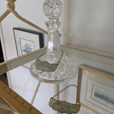 Vintage Lead Glass Sherry Decanter with Extra Bourbon Label