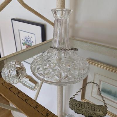 Vintage Lead Glass Sherry Decanter with Extra Bourbon Label