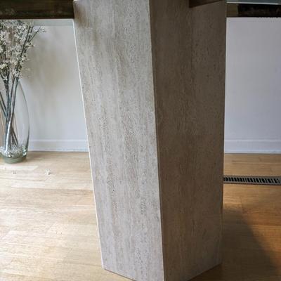 Artedi Style Round Travertine Marble Hexagon Dining Table