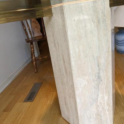 Artedi Style Round Travertine Marble Hexagon Dining Table