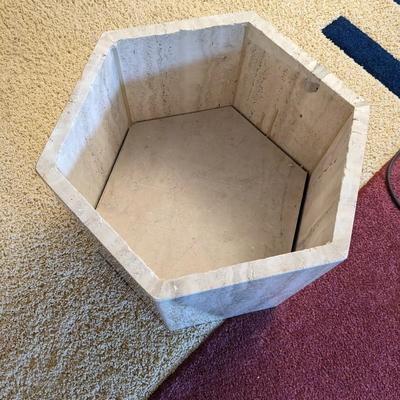 Artedi Style Round Travertine Marble Hexagon Dining Table