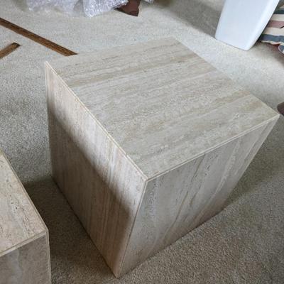Italian Made Travertine Marble End Table