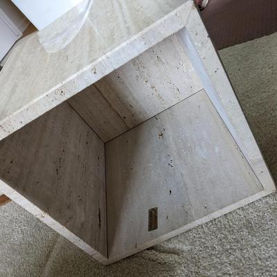 Italian Made Travertine Marble End Table