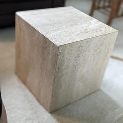 Matching Italian Made Travertine Marble End Table