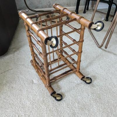 Vintage Faux Bamboo Wood Canterbury Magazine Holder