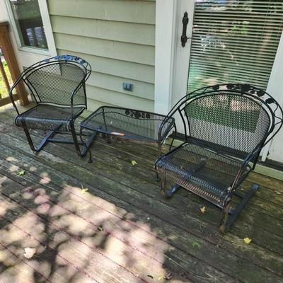 3 Pieces Wire Meshed Patio Deck Furniture 2 Chairs & Table