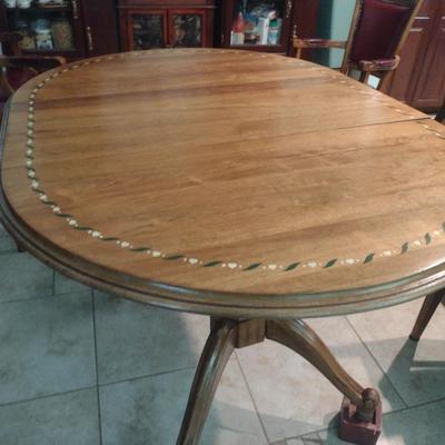 Wooden Dining Table with Painted Design