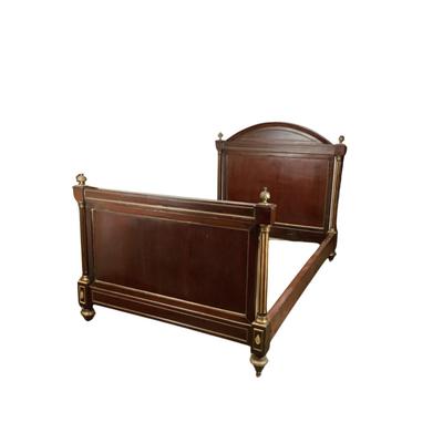 1157 Antique Mahogany Regency Style Brass Bed