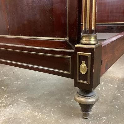 1157 Antique Mahogany Regency Style Brass Bed