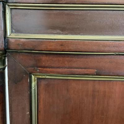 1157 Antique Mahogany Regency Style Brass Bed