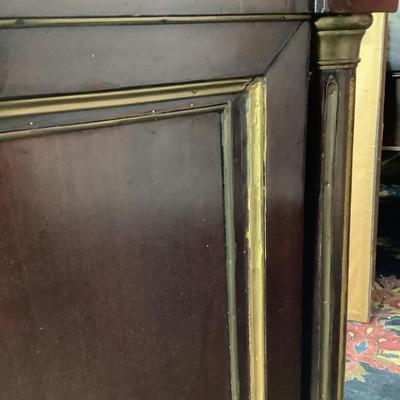1157 Antique Mahogany Regency Style Brass Bed