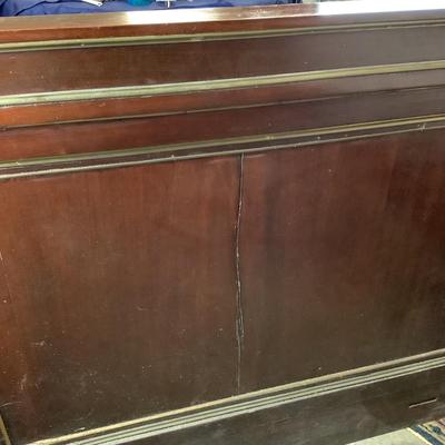 1157 Antique Mahogany Regency Style Brass Bed