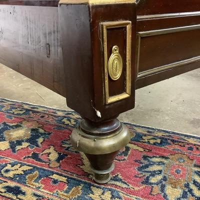 1157 Antique Mahogany Regency Style Brass Bed