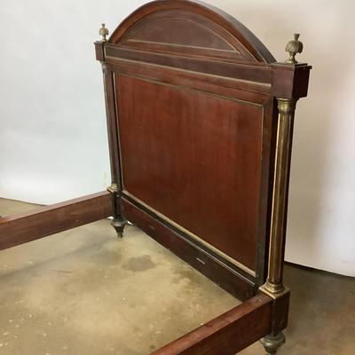 1157 Antique Mahogany Regency Style Brass Bed