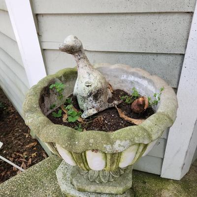 Large Heavy Concrete Planter & Stand