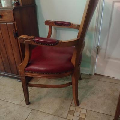 Pair of Wooden Dining Chairs with Tack Accents (Choice A)