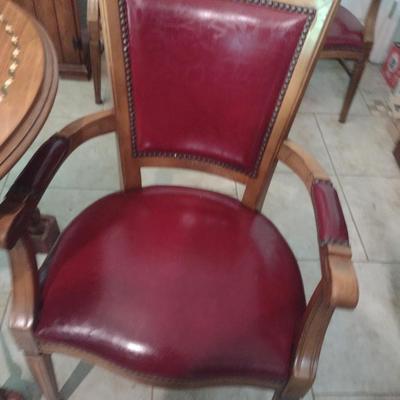 Pair of Wooden Dining Chairs with Tack Accents (Choice A)