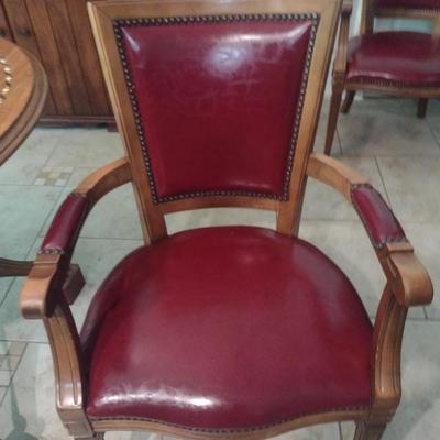 Pair of Wooden Dining Chairs with Tack Accents (Choice A)