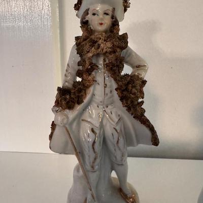 Antique Japan 2-Piece Hand Painted Porcelain Figures