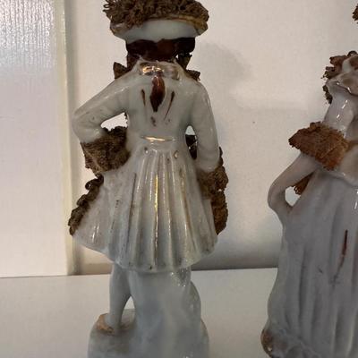 Antique Japan 2-Piece Hand Painted Porcelain Figures