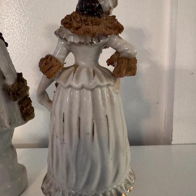Antique Japan 2-Piece Hand Painted Porcelain Figures
