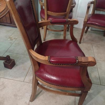 Pair of Wooden Dining Chairs with Tack Accents (Choice C)