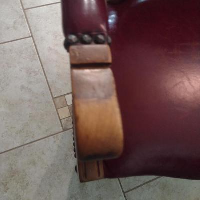 Pair of Wooden Dining Chairs with Tack Accents (Choice C)