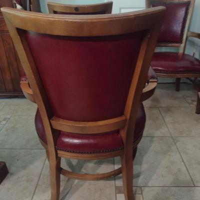 Pair of Wooden Dining Chairs with Tack Accents (Choice C)