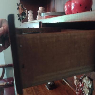 Wooden Hutch with Six Drawers and Storage Cabinet (No Contents)