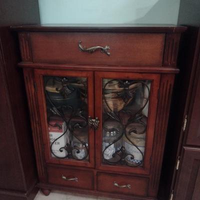 Wood Finish Storage Cabinet (No Contents)