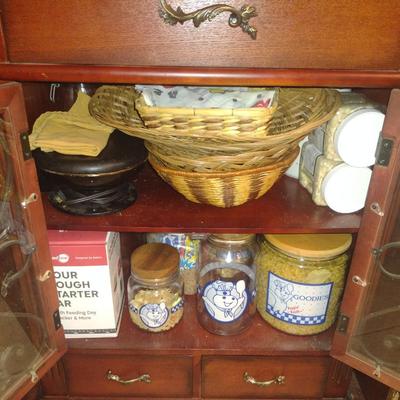 Wood Finish Storage Cabinet (No Contents)