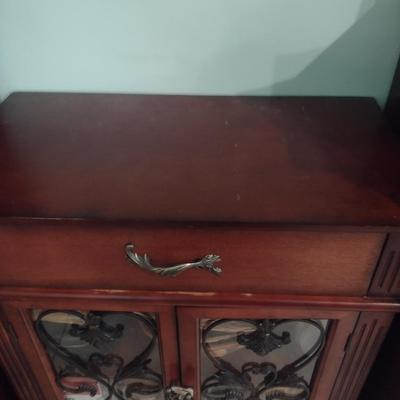 Wood Finish Storage Cabinet (No Contents)