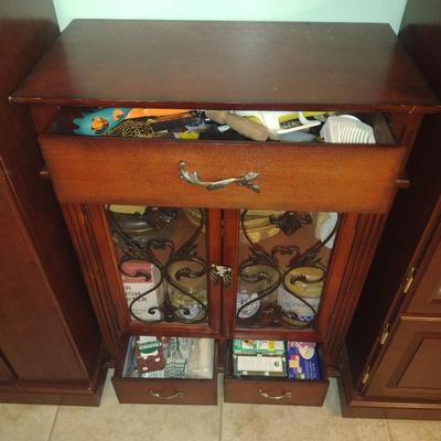 Wood Finish Storage Cabinet (No Contents)