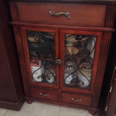 Wood Finish Storage Cabinet (No Contents)
